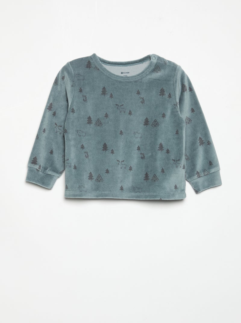 Pijama de 2 peças - Camisola + calças Azul - Kiabi