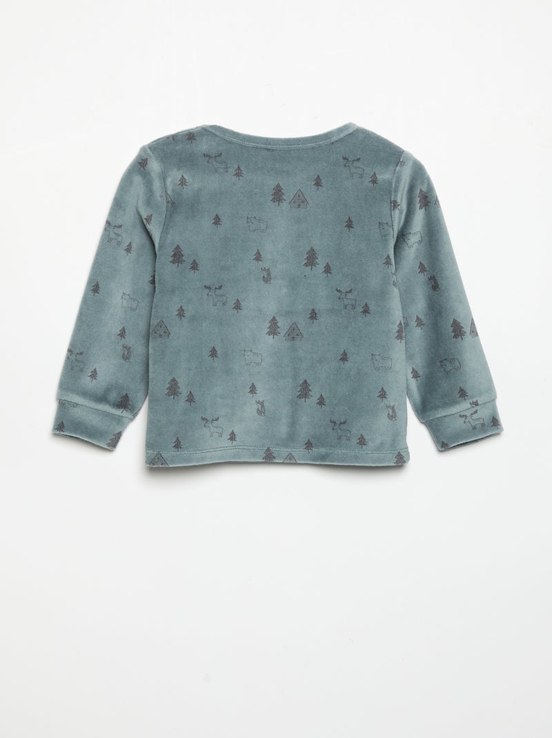 Pijama de 2 peças - Camisola + calças Azul - Kiabi