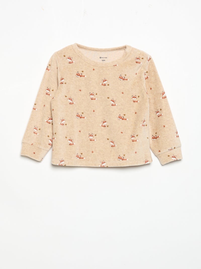 Pijama de 2 peças - Camisola + calças Bege - Kiabi