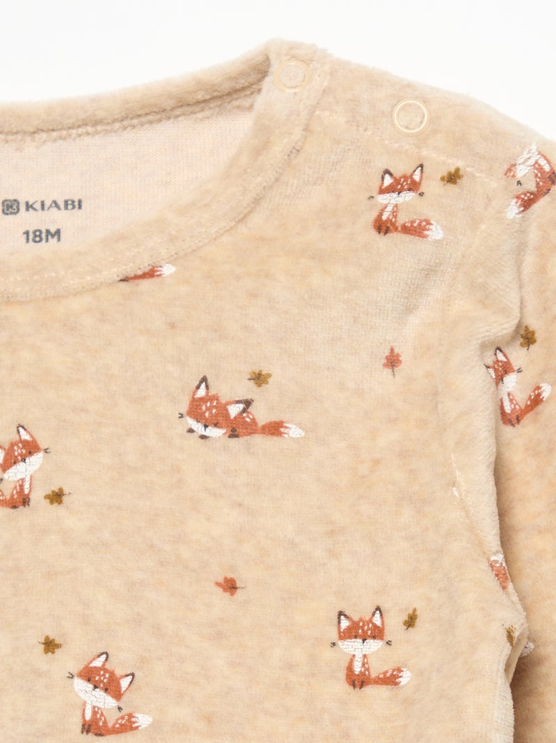 Pijama de 2 peças - Camisola + calças Bege - Kiabi