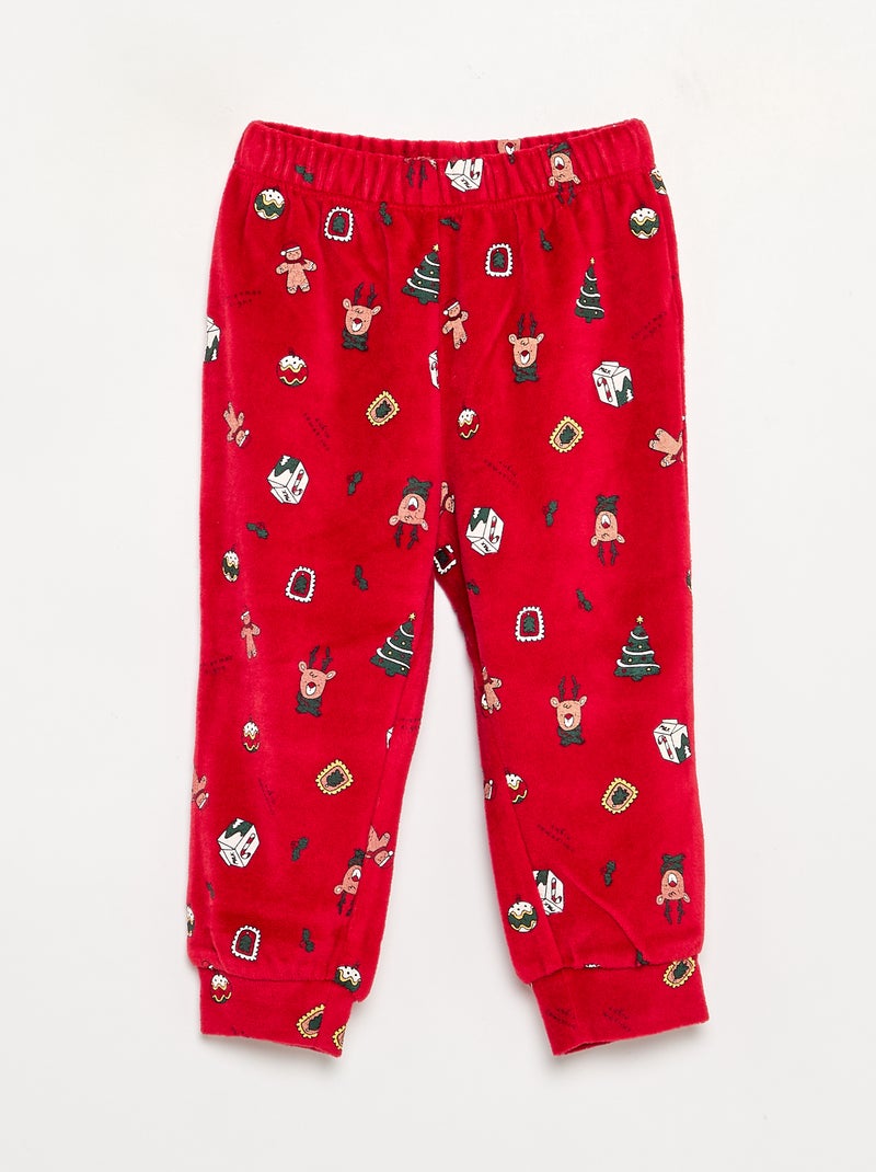 Pijama de 2 peças - Camisola + calças Vermelho - Kiabi