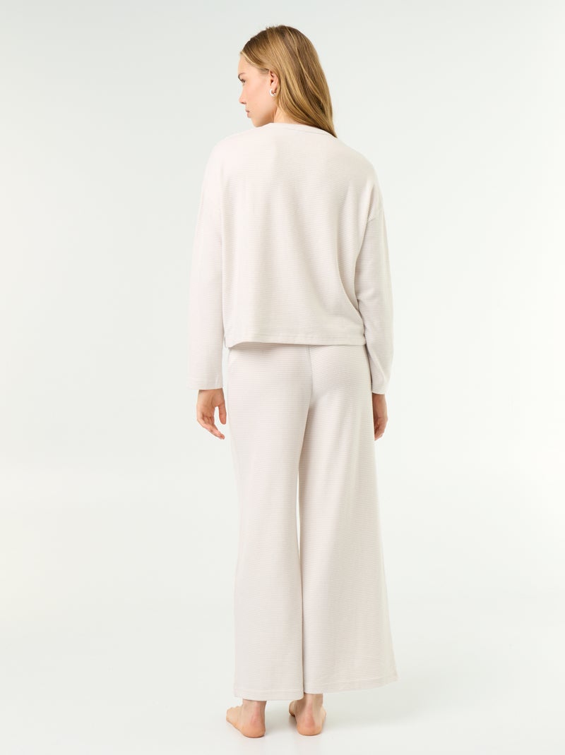 Pijama de 2 peças - Camisola de moletão + calças Cinza - Kiabi