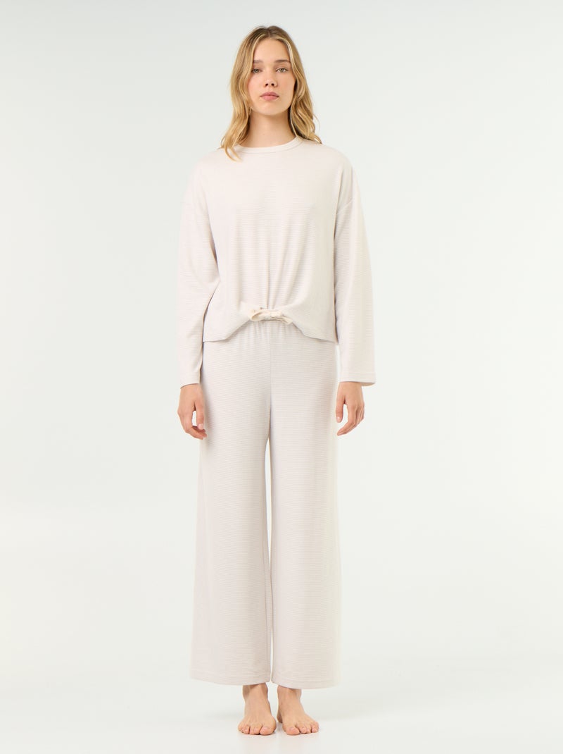 Pijama de 2 peças - Camisola de moletão + calças Cinza - Kiabi