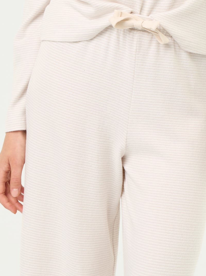 Pijama de 2 peças - Camisola de moletão + calças Cinza - Kiabi