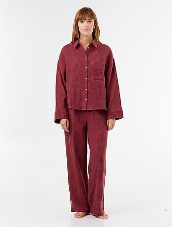 Pijama de 2 peças florido - em gaze de algodão