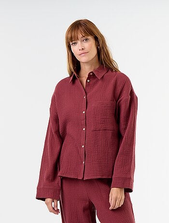 Pijama de 2 peças florido - em gaze de algodão