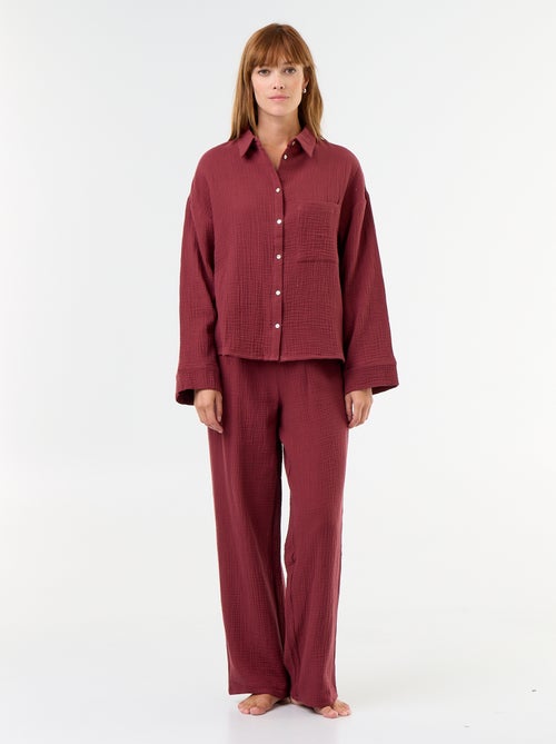 Pijama de 2 peças - em gaze de algodão - Kiabi Pijama de 2 peças - em gaze de algodão - Kiabi