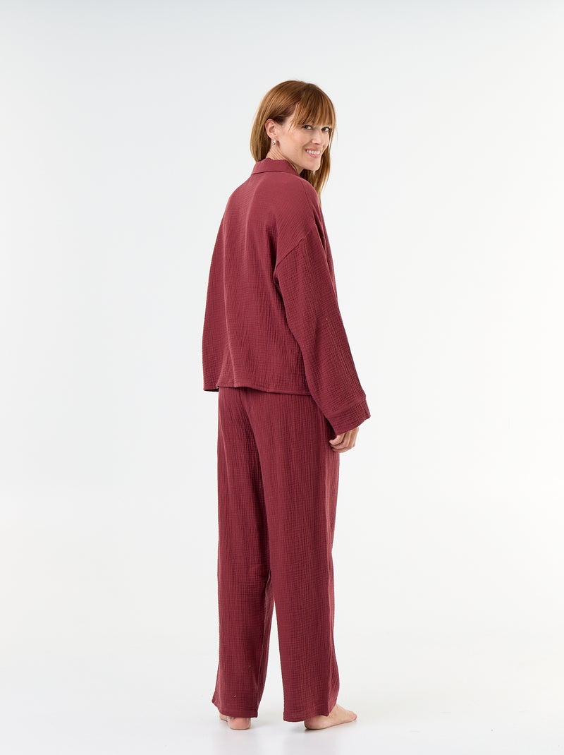 Pijama de 2 peças - em gaze de algodão Vermelho - Kiabi