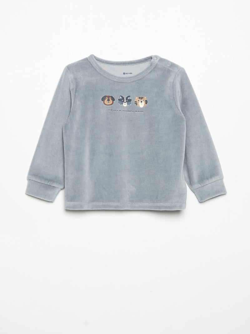 Pijama de 2 peças - Sweatshirt + calças Azul - Kiabi