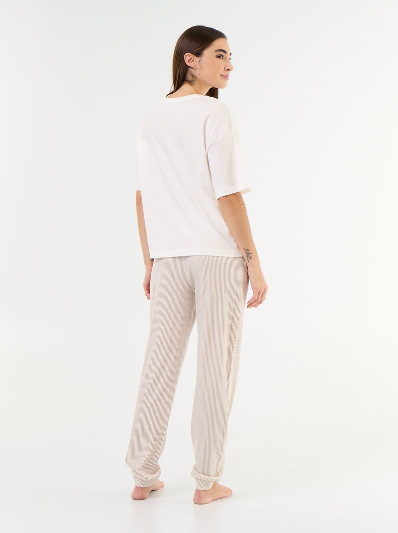 Pijama de 2 peças - t-shirt + calças Branco - Kiabi