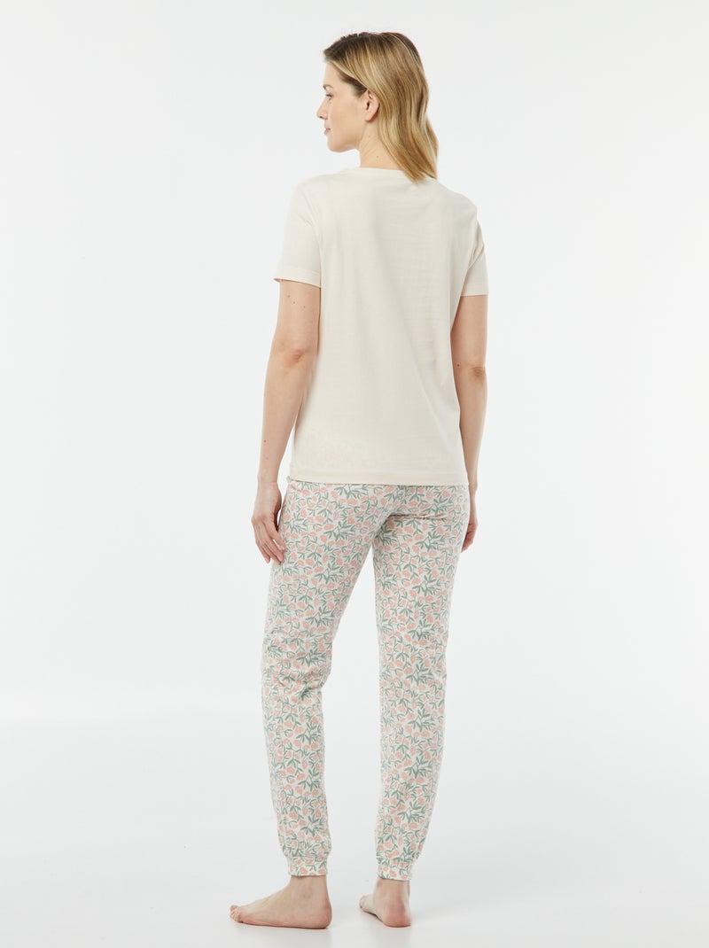 Pijama de 2 peças - t-shirt + calças estampado BRANCO - Kiabi