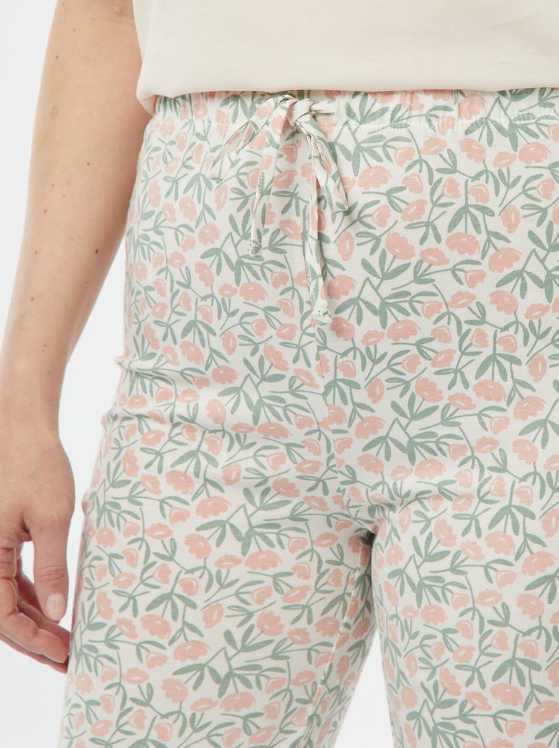 Pijama de 2 peças - t-shirt + calças estampado BRANCO - Kiabi