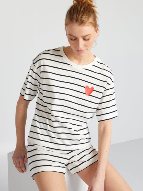 Pijama de 2 peças - T-shirt + calções - Kiabi