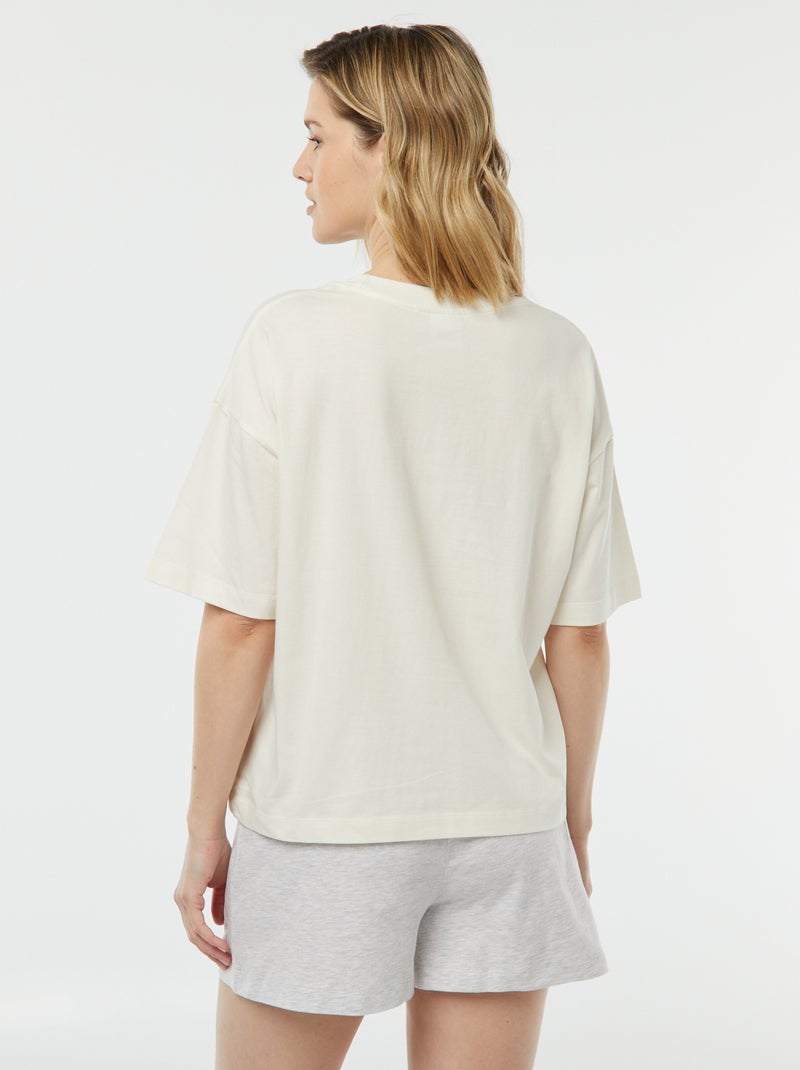 Pijama de 2 peças - t-shirt + calções 'Evoli' BRANCO - Kiabi