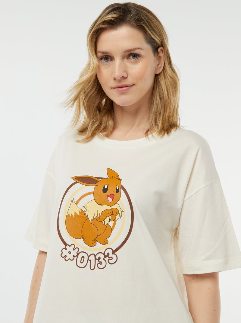 Pijama de 2 peças - t-shirt + calções 'Evoli' BRANCO - Kiabi