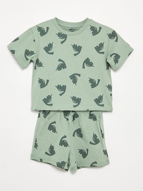 Pijama de 2 peças - T-shirt + calções - Kiabi Pijama de 2 peças - T-shirt + calções - Kiabi