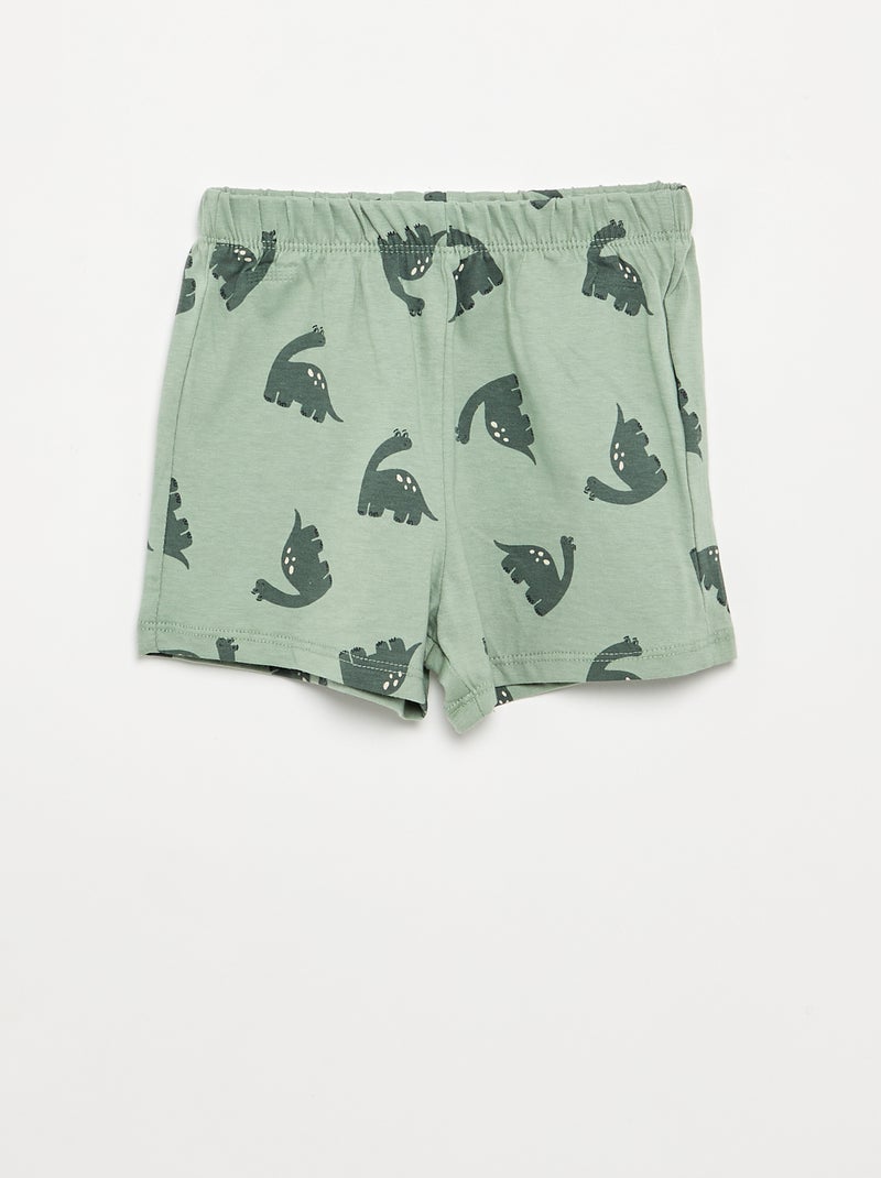 Pijama de 2 peças - T-shirt + calções Verde - Kiabi