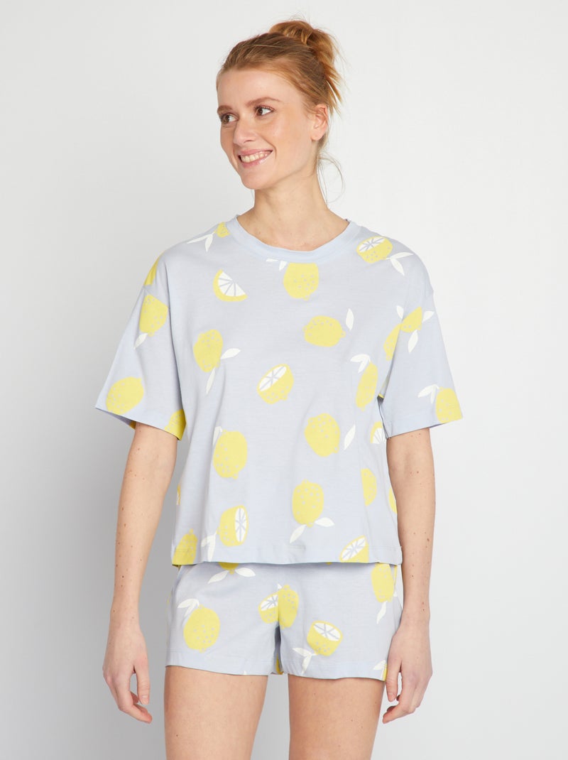 Pijama de 2 peças - T-shirt + calções VIOLETA - Kiabi