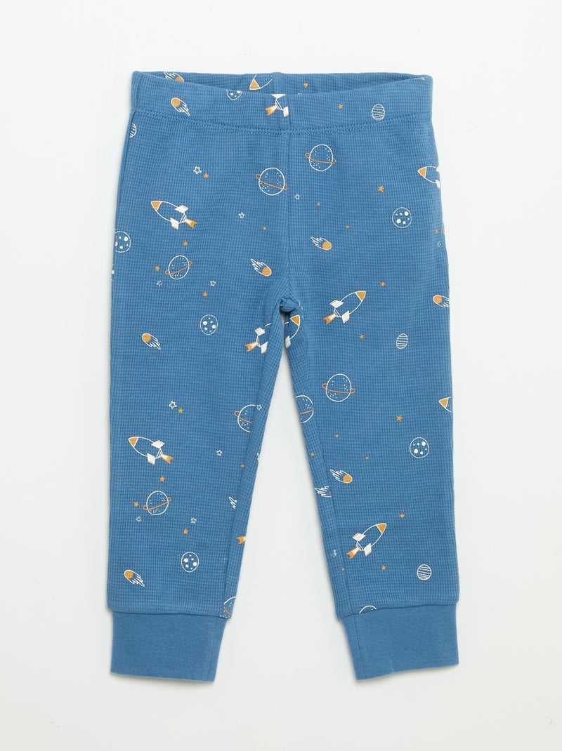 Pijama de 2 peças - T-shirt de manga comprida + calças Azul - Kiabi