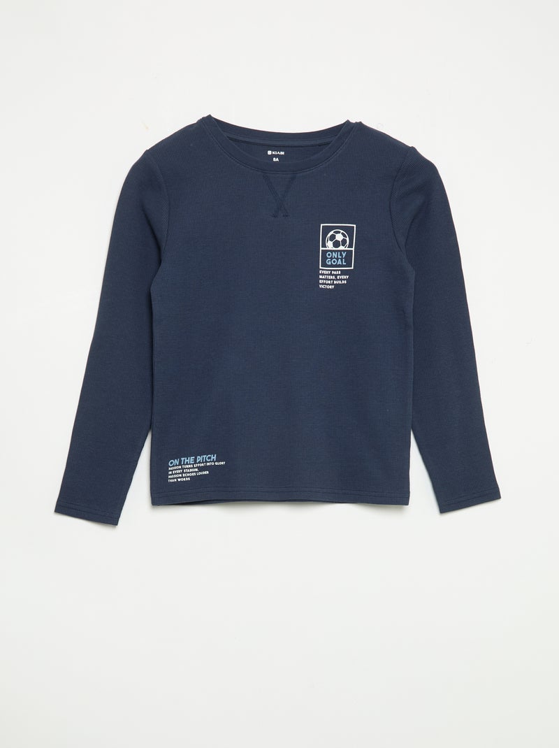 Pijama de 2 peças - T-shirt de manga comprida + calças Azul - Kiabi