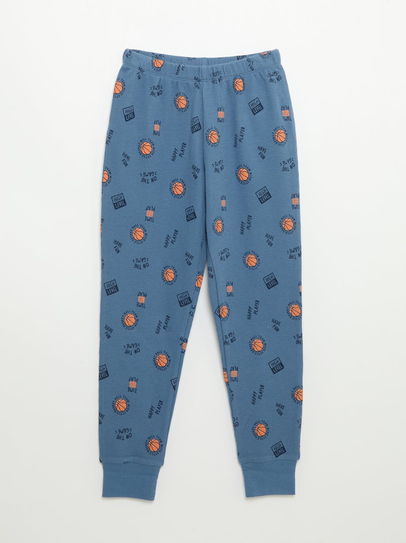 Pijama de 2 peças - T-shirt de manga comprida + calças Azul - Kiabi