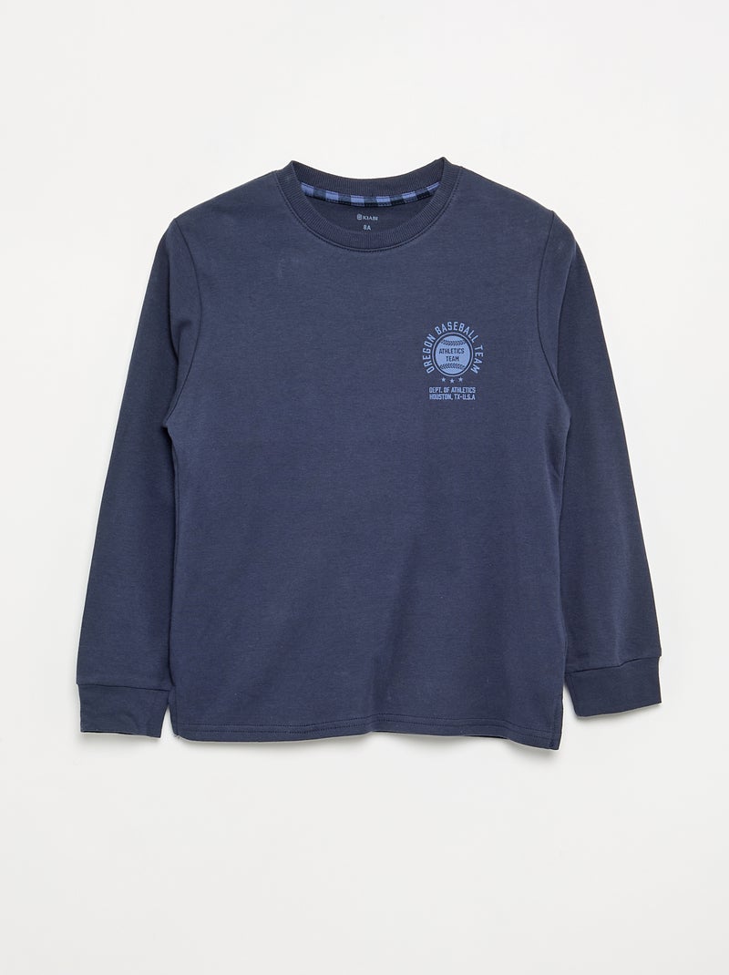 Pijama de 2 peças - T-shirt de manga comprida + Calças Azul - Kiabi