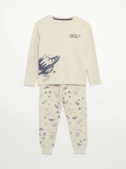 Pijama de 2 peças - T-shirt de manga comprida + calças - Kiabi