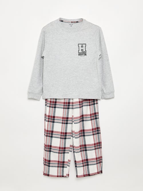 Pijama de 2 peças - T-shirt de manga comprida + Calças - Kiabi Pijama de 2 peças - T-shirt de manga comprida + Calças - Kiabi