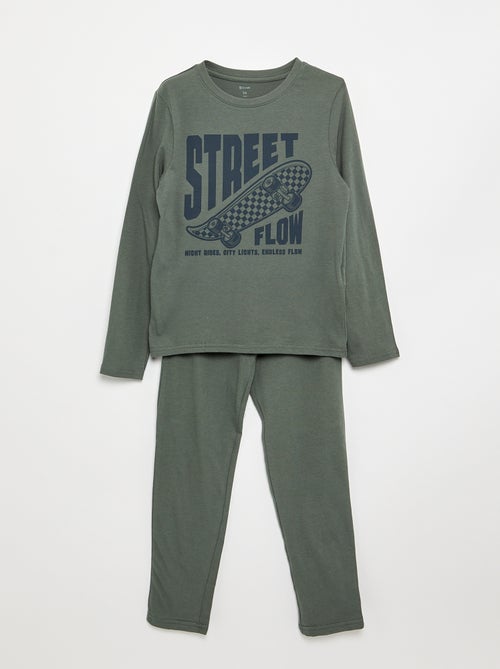 Pijama de 2 peças - T-shirt de manga comprida + calças - Kiabi