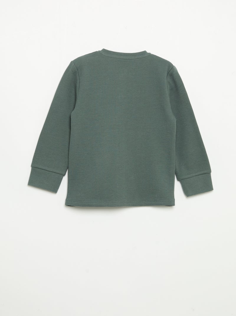 Pijama de 2 peças - T-shirt de manga comprida + calças Verde - Kiabi
