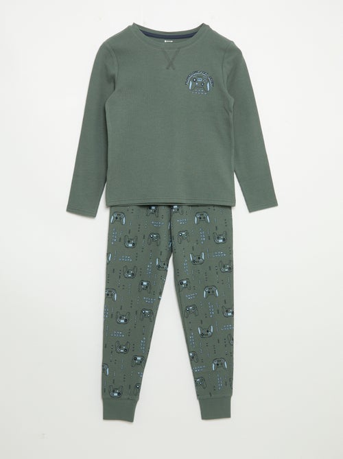 Pijama de 2 peças - T-shirt de manga comprida + calças - Kiabi