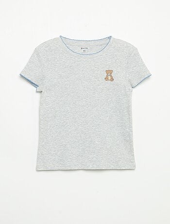 Pijama de 2 peças - T-shirt de manga curta + calças às riscas