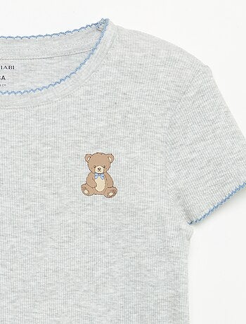 Pijama de 2 peças - T-shirt de manga curta + calças às riscas