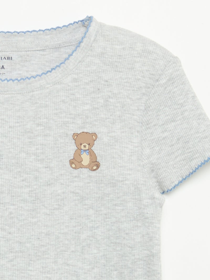 Pijama de 2 peças - T-shirt de manga curta + calças às riscas Azul - Kiabi