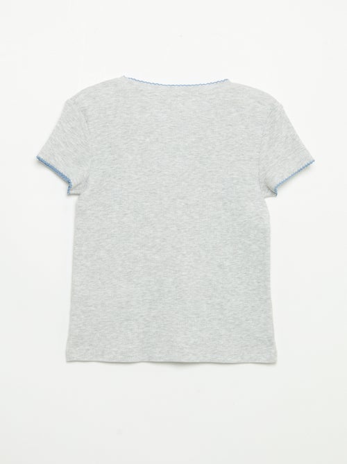 Pijama de 2 peças - T-shirt de manga curta + calças às riscas - Kiabi