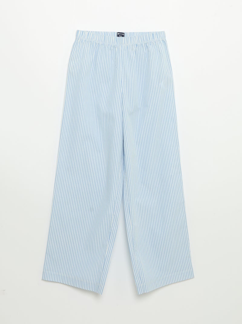 Pijama de 2 peças - T-shirt de manga curta + calças às riscas Azul - Kiabi