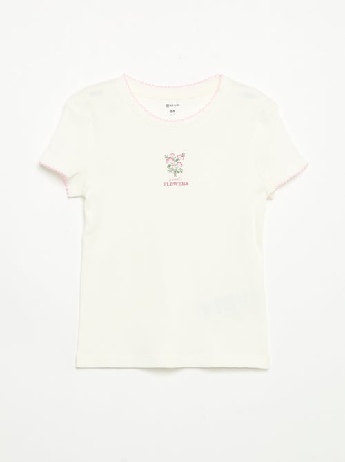 Pijama de 2 peças - T-shirt de manga curta + calças às riscas - Kiabi