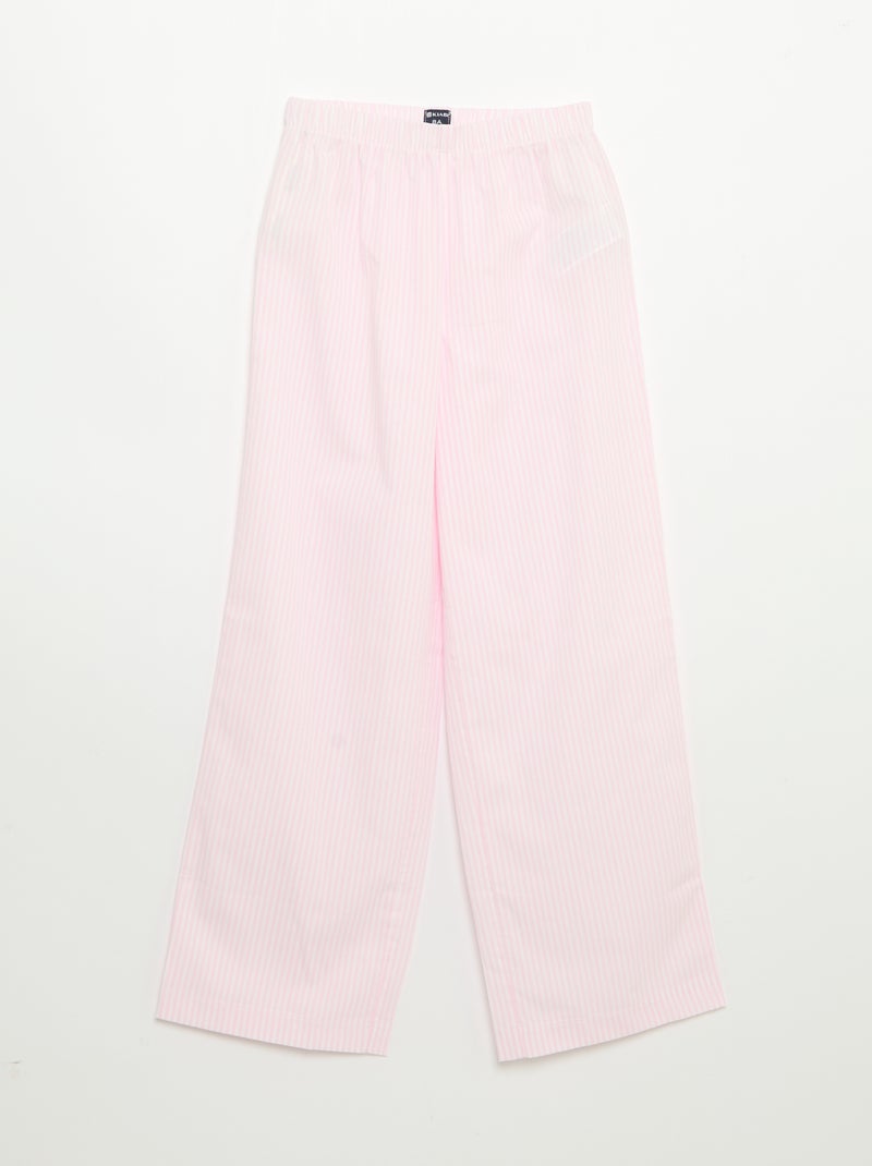 Pijama de 2 peças - T-shirt de manga curta + calças às riscas Rosa - Kiabi