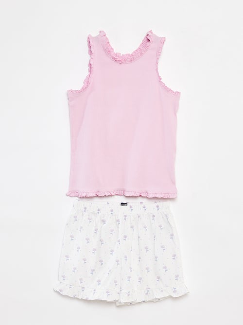 Pijama de 2 peças - top + calções com estampado - Kiabi