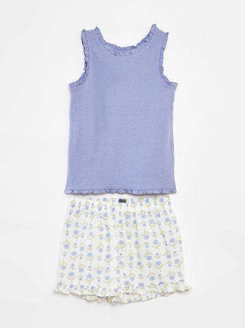 Pijama de 2 peças - top + calções com estampado - Kiabi