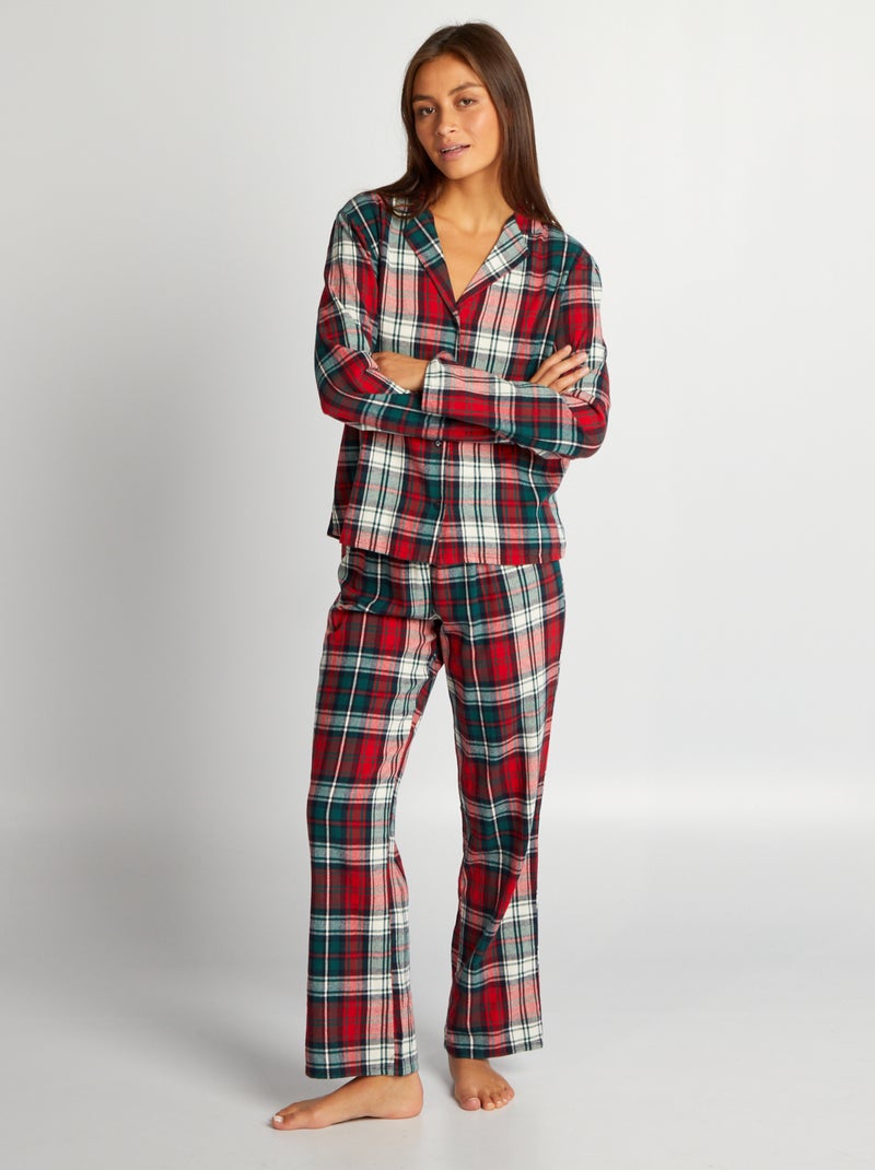 Pijama de 2 peças aos quadrados BRANCO - Kiabi