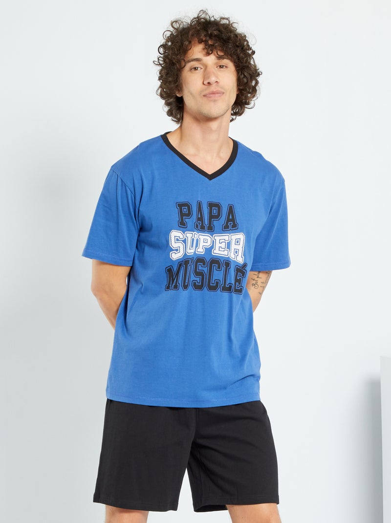 Pijama de 2 peças Azul/ Preto - Kiabi