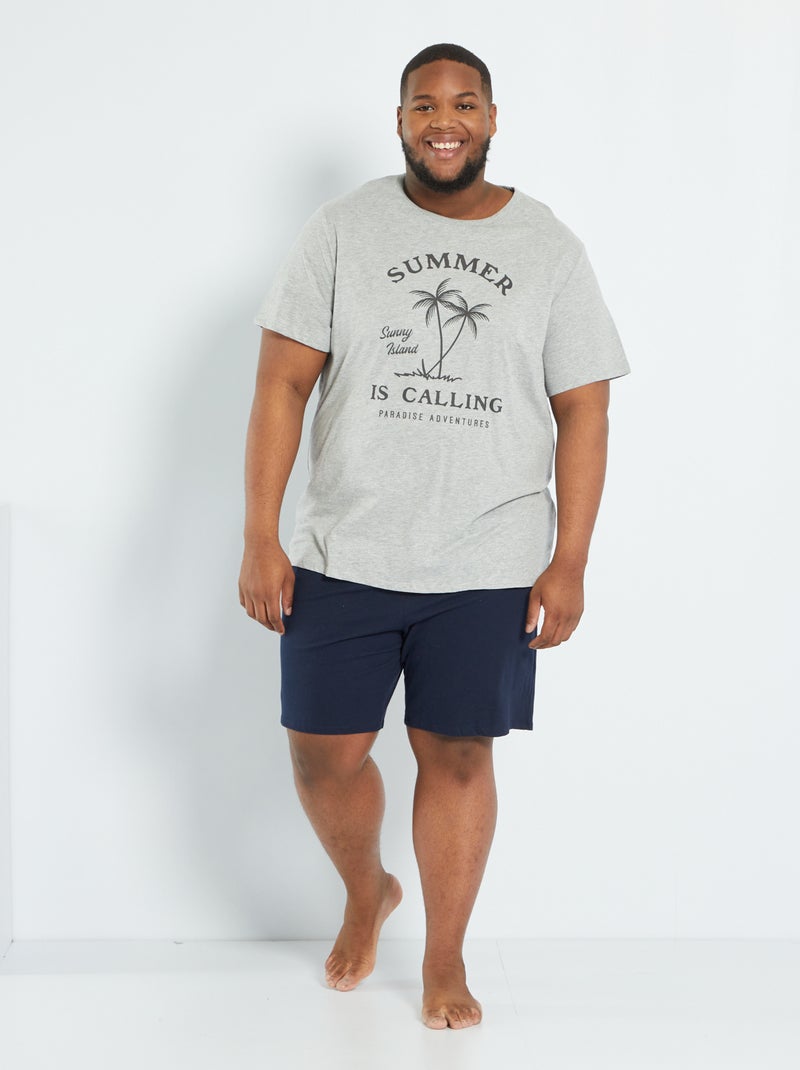 Pijama de 2 peças Cinza Mesclado - Kiabi