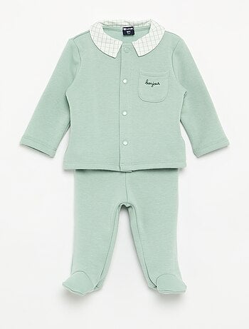 Pijama de 2 peças com aspeto aveludado