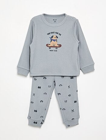 Pijama de 2 peças em canelado estampado