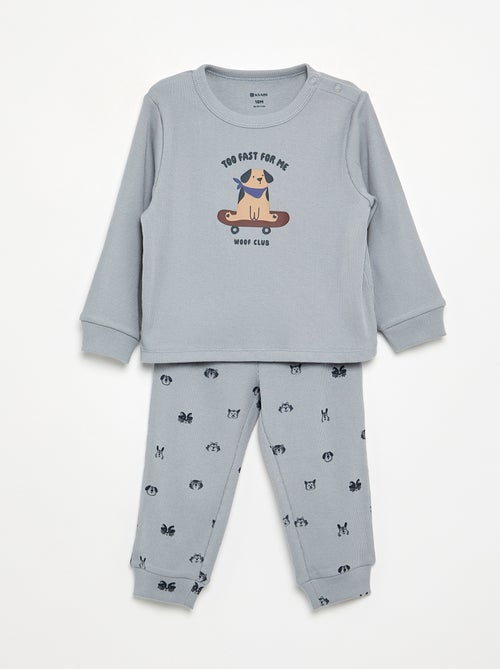 Pijama de 2 peças em canelado estampado - Kiabi