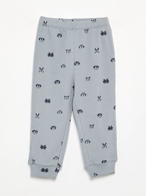 Pijama de 2 peças em canelado estampado - Kiabi