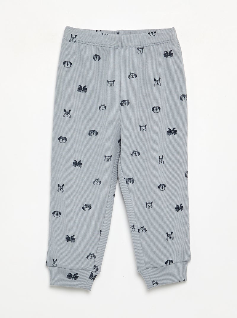 Pijama de 2 peças em canelado estampado Azul - Kiabi