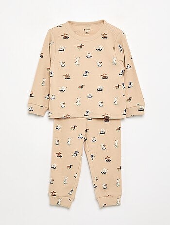 Pijama de 2 peças em canelado estampado