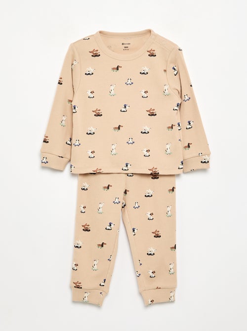 Pijama de 2 peças em canelado estampado - Kiabi